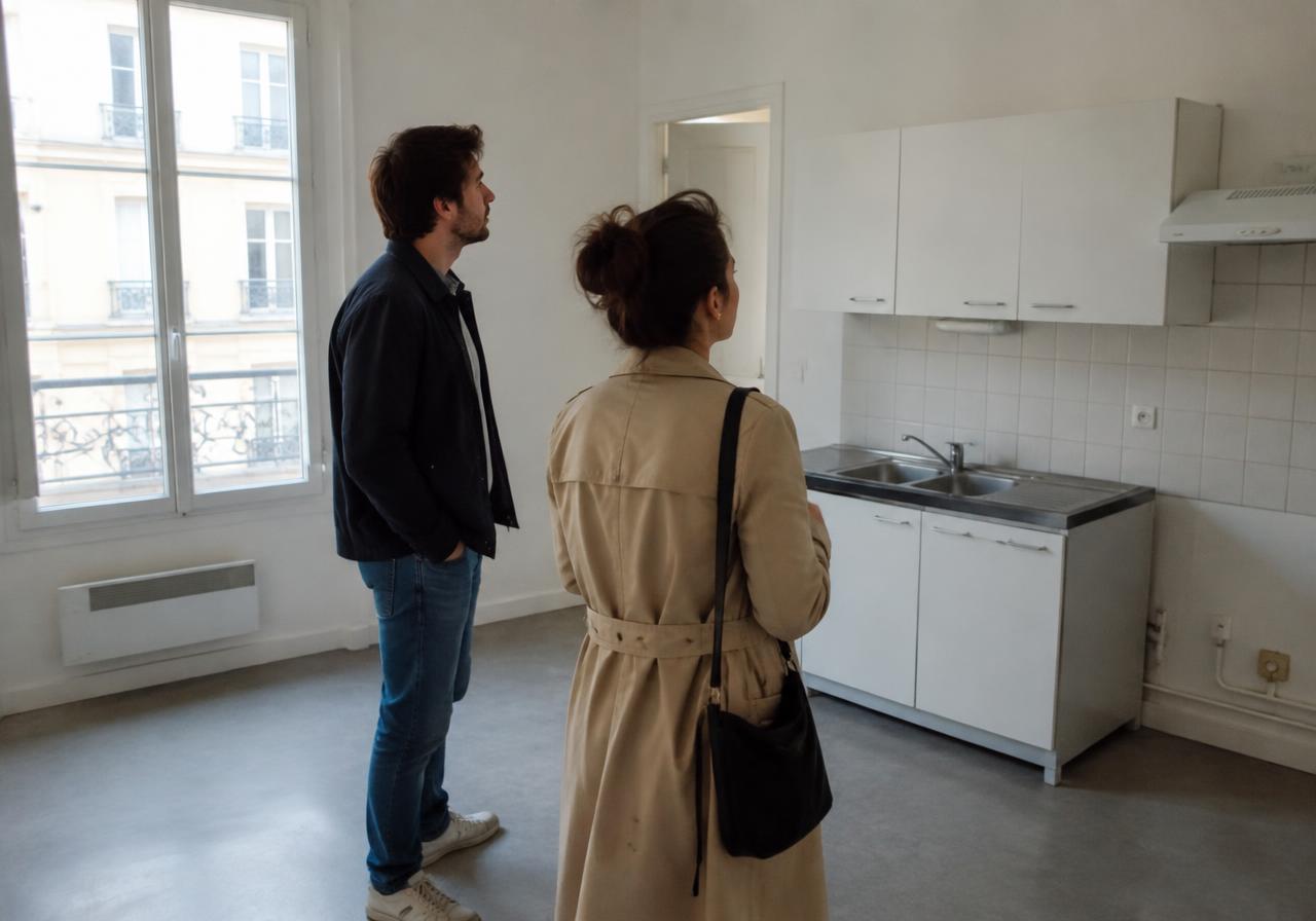 Couple visitant un logement à louer